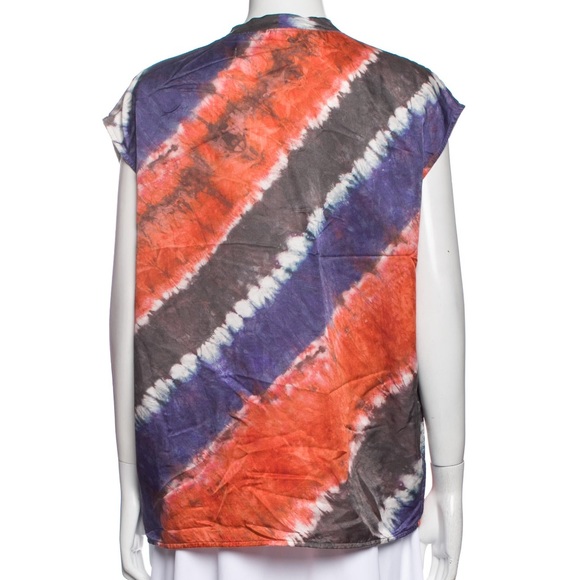 RAQUEL ALLEGRA Tie-Dye Print Crew Neck Blouse. XS, but could fit small or medium - Picture 6 of 6